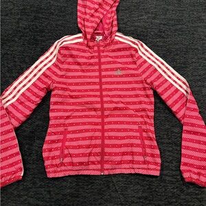 Adidas Women’s Pink Striped Climalite HoodieSmall
